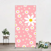 Aperturee - Aperturee Sweet Pink Daisy Cute Happy Birthday Rectangle Backdrop
